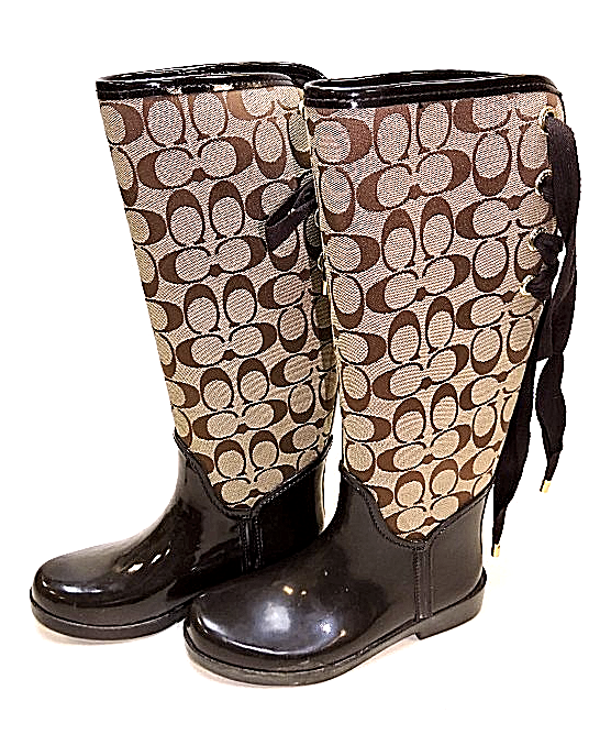 coach lace up rain boots